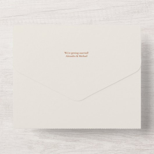 Elegant Terracotta Whimsical Wedding All In One Uitnodiging (Achterkant)