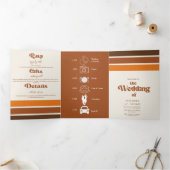 Elegant Terracotta Whimsical Wedding Drieluik Uitnodiging (Binnen)