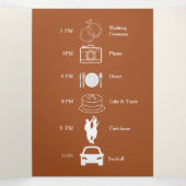 Elegant Terracotta Whimsical Wedding Drieluik Uitnodiging (Binnenkant midden)