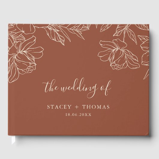 Elegant Terracotta Whimsical Wedding Gastenboek (Voorkant)
