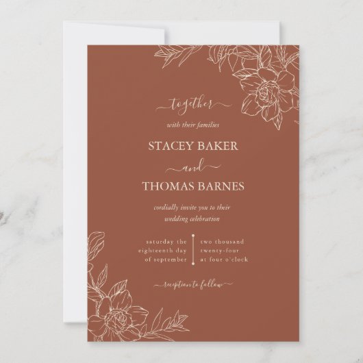 Elegant Terracotta Whimsical Wedding Kaart (Voorkant)