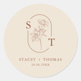 Elegant Terracotta Whimsical Wedding Ronde Sticker