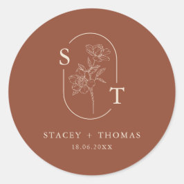 Elegant Terracotta Whimsical Wedding Ronde Sticker