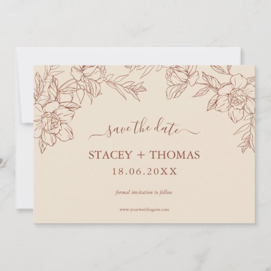 Elegant Terracotta Whimsical Wedding Save The Date (Voorkant)