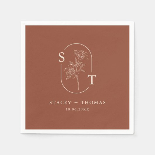 Elegant Terracotta Whimsical Wedding Servet (Voorkant)