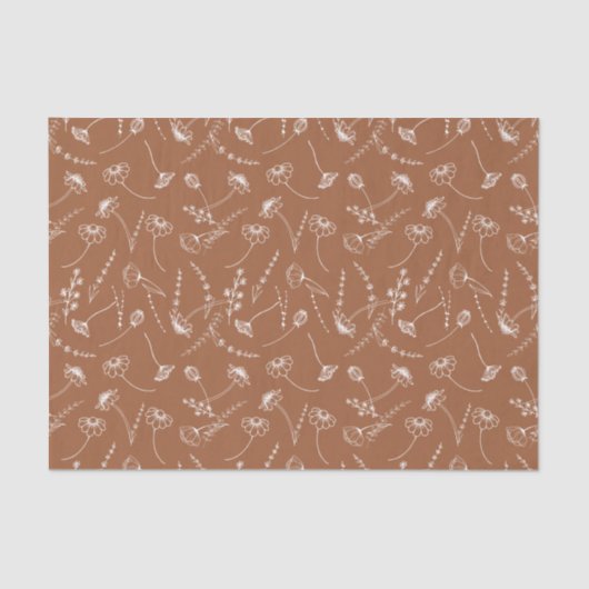 Elegant Terracotta Wildflower Sketch Simple Floral Tissuepapier (Voorkant)