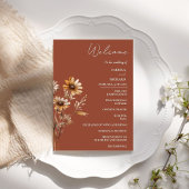 Elegant Terracotta Wildflower Trouwprogramma Kaart