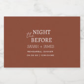 Elegant Terracotta Wit de Nacht Voor de Trouw Likeurfles Etiket (Enkel label)