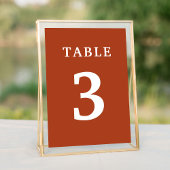 Elegant Terractotta Wedding Table Number Kaart