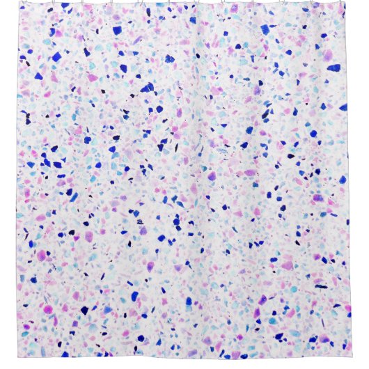 Elegant Terrazzo Paars White Pattern Douchegordijn (Voorkant)