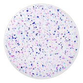 Elegant Terrazzo Paars White Pattern Keramische Knop (Voorkant)