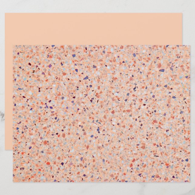 Elegant Terrazzo Retro Pink Paars White Pattern (Voorkant / Achterkant)