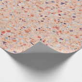 Elegant Terrazzo Retro Pink Paars White Pattern Cadeaupapier (Hoek)