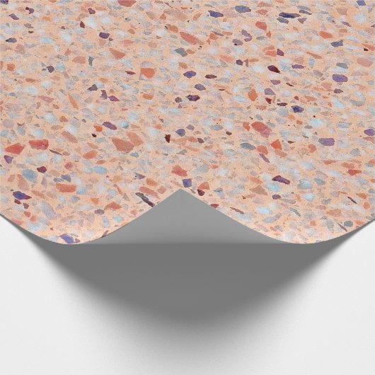 Elegant Terrazzo Retro Pink Paars White Pattern Cadeaupapier (Hoek)