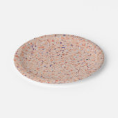 Elegant Terrazzo Retro Pink Paars White Pattern Papieren Bordje (Gekanteld)