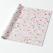 Elegant Terrazzo Retro Red Paars White Pattern Cadeaupapier (Uitgerold)
