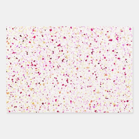 Elegant Terrazzo Retro Red Paars White Pattern Inpakpapier Vel (Voorkant)