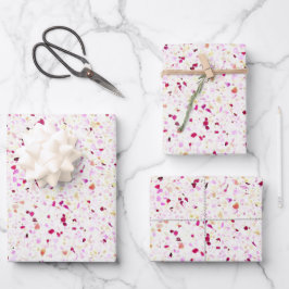 Elegant Terrazzo Retro Red Paars White Pattern Inpakpapier Vel