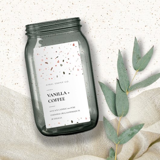 ELEGANT TERRAZZO STONE TEXTURE CANDLE ETIKET