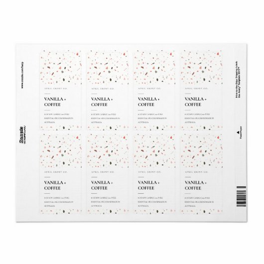 ELEGANT TERRAZZO STONE TEXTURE CANDLE ETIKET (Full Sheet)