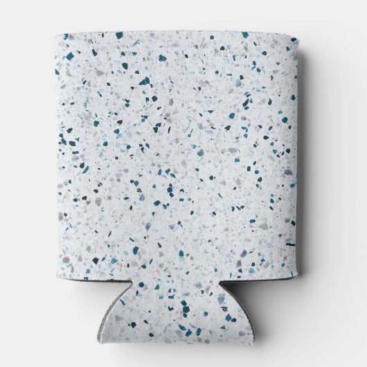 Elegant Terrazzo White Blauwgroen Blue Green Grey  Blikjeskoeler (Achterkant)