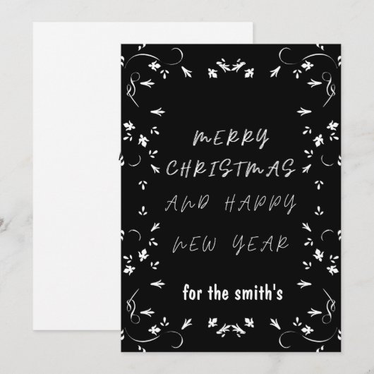 elegant terug en witte kerst en nieuw jaar holi feestdagenkaart (Voorkant / Achterkant)