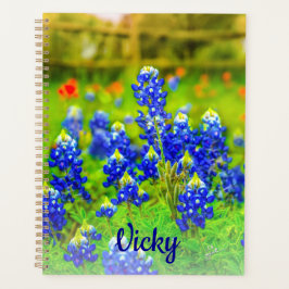 Elegant Texas Bluebonnets Blauw Bloemen Modern Planner