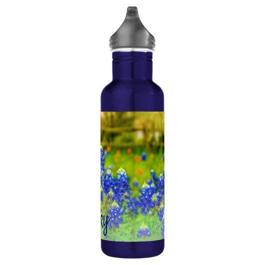Elegant Texas Bluebonnets Blauw Bloemen Modern Waterfles (Rechts)