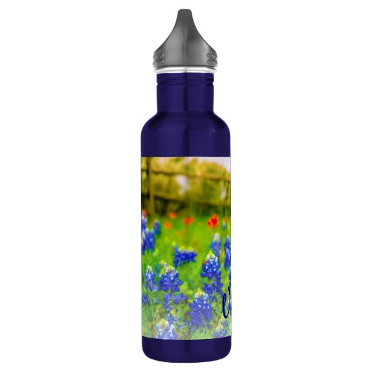 Elegant Texas Bluebonnets Blauw Bloemen Modern Waterfles (Links)