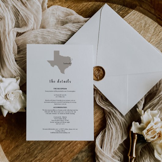 ELEGANT TEXAS Huwelijksuitnodiging Details Kaart