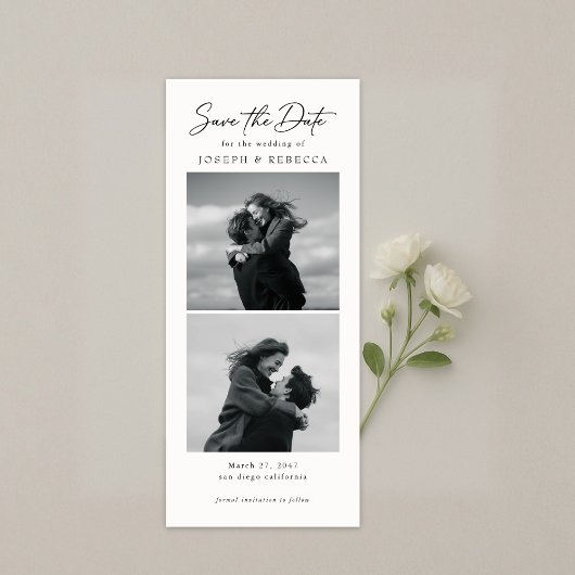 Elegant Text and Photo Strip | Bookmark Wedding Save The Date
