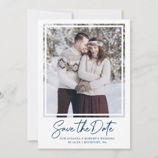 Elegant Text and Photo Wedding Save The Date (Voorkant)