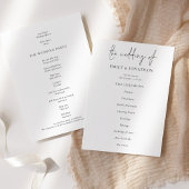 Elegant Text Black White Wedding Program Kaart