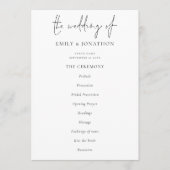Elegant Text Black White Wedding Program Kaart (Voorkant)