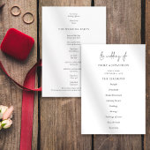 Elegant Text Black White Wedding Program Programmakaart