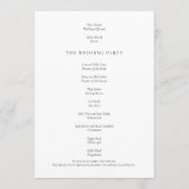 Elegant Text Black White Wedding Program Programmakaart (Achterkant)