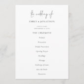 Elegant Text Black White Wedding Program Programmakaart (Voorkant)