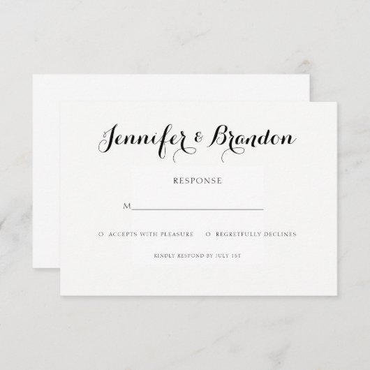 Elegant text bruiloft uitnodigingskaart kaart (Voorkant / Achterkant)