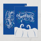 Elegant Text Happy Thanksgiving met Cute Pumpkin Briefkaart (Voorkant / Achterkant)