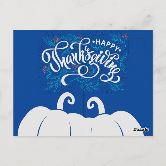 Elegant Text Happy Thanksgiving met Cute Pumpkin Briefkaart (Achterkant)