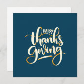 Elegant Text Happy Thanksgiving met Cute Pumpkin Kaart (Voorkant / Achterkant)
