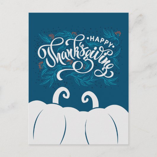 Elegant Text Happy Thanksgiving met Cute Pumpkin Uitnodiging Briefkaart (Voorkant)