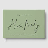 Elegant Text Hen Party Sage Green Gastenboek (Voorkant)