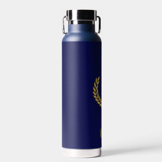 Elegant Text, Monogram and Gold Laurel Wreate Waterfles (Voorkant)