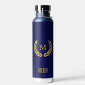 Elegant Text, Monogram and Gold Laurel Wreate Waterfles (Links)