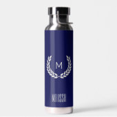 Elegant Text, Monogram and Silver Laurel Wreate Waterfles (Links)