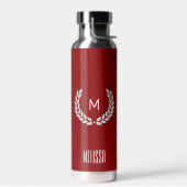 Elegant Text, Monogram and Silver Laurel Wreate Waterfles (Links)