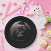 Elegant Text Overlay Script Photo Wedparty Papieren Bordje (Feest)