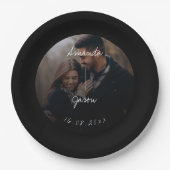 Elegant Text Overlay Script Photo Wedparty Papieren Bordje (Voorkant)