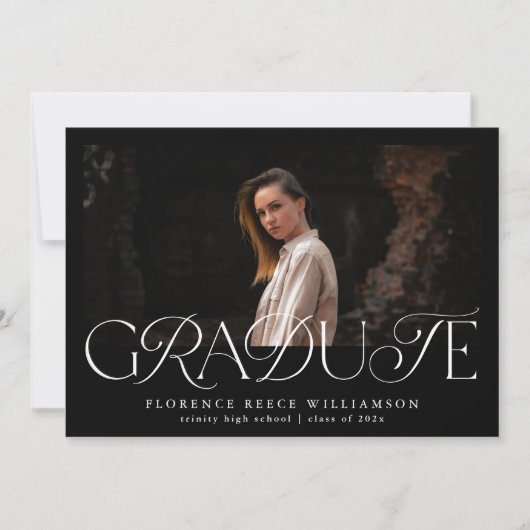 Elegant Text Photo High School Afstuderen Aankondiging (Voorkant)